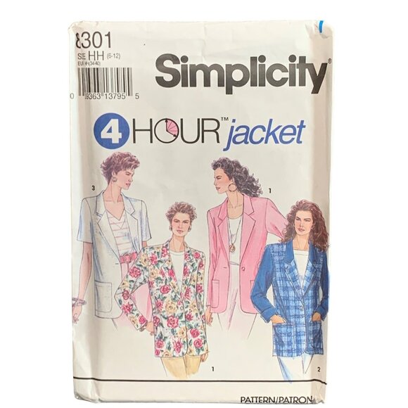 Simplicity 8301 4-Hour Jacket Pattern 6-12 For Women - Picture 1 of 2